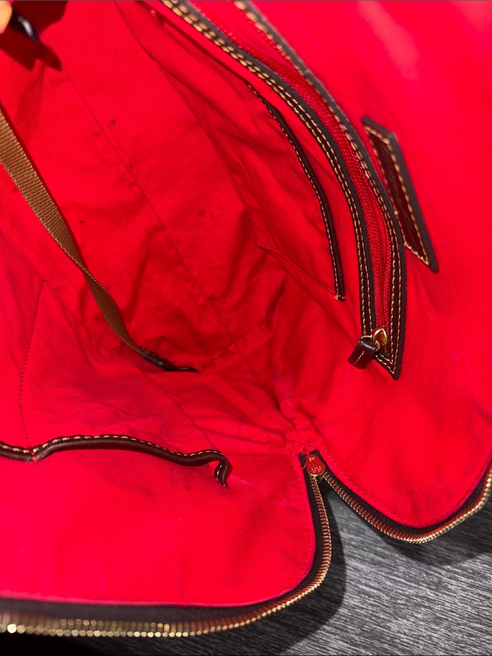 Dooney & Bourke Black and Red Croc-Embossed Dome Satchel - Picture 5 of 15